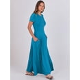 thumbnail image 3 of Vestido largo ANRABESS, casual de verano, manga corta, azul para mujer, 3 of 8