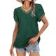 thumbnail image 2 of sweethay Camiseta de algodón para mujer, camiseta holgada de encaje de Color sólido, Top de verano para viajes, vacaciones en la playa, Prendas para la parte del cuerpo Verde S, 2 of 6