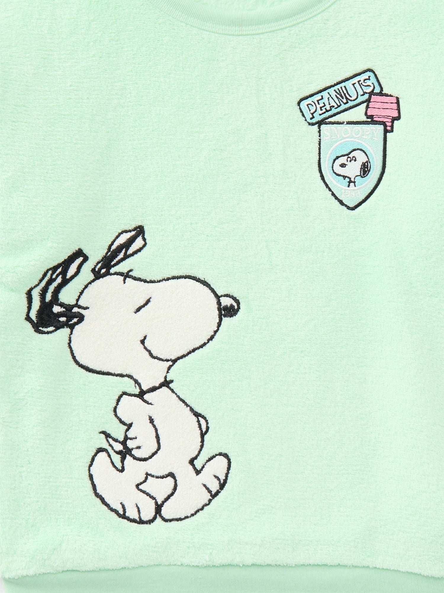 Snoopy Girls Graphic Plush Sweatshirt with Embroidery, Sizes 4-16