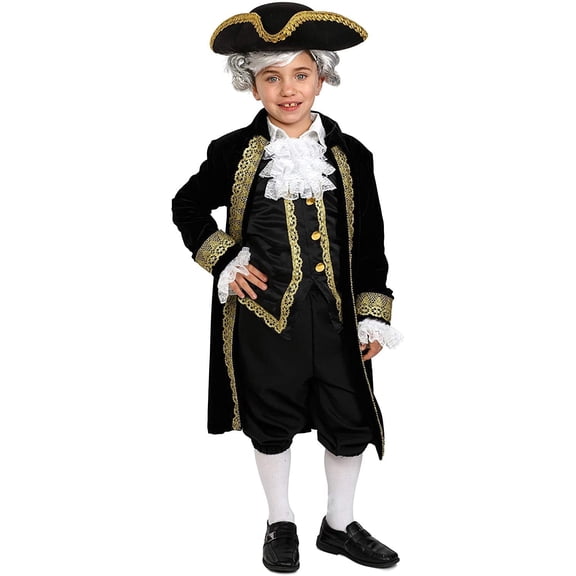 Dress Up America Boys George Washington Colonial Costume, Kids Historical Founding Fathers Dress Up Costume, Black, Toddler 4