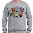 thumbnail image 2 of Halloween Smileys Sweatshirt Unisex X-Large Grey, 2 of 5