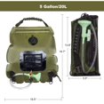 thumbnail image 2 of Sac de Bain Extérieur 20 L Solaire Randonnée Camping Sac de Douche Portable Chauffage Sac de Stockage d'Eau de Bain Tuyau Pomme de Douche Commutable, Vert, 2 of 5