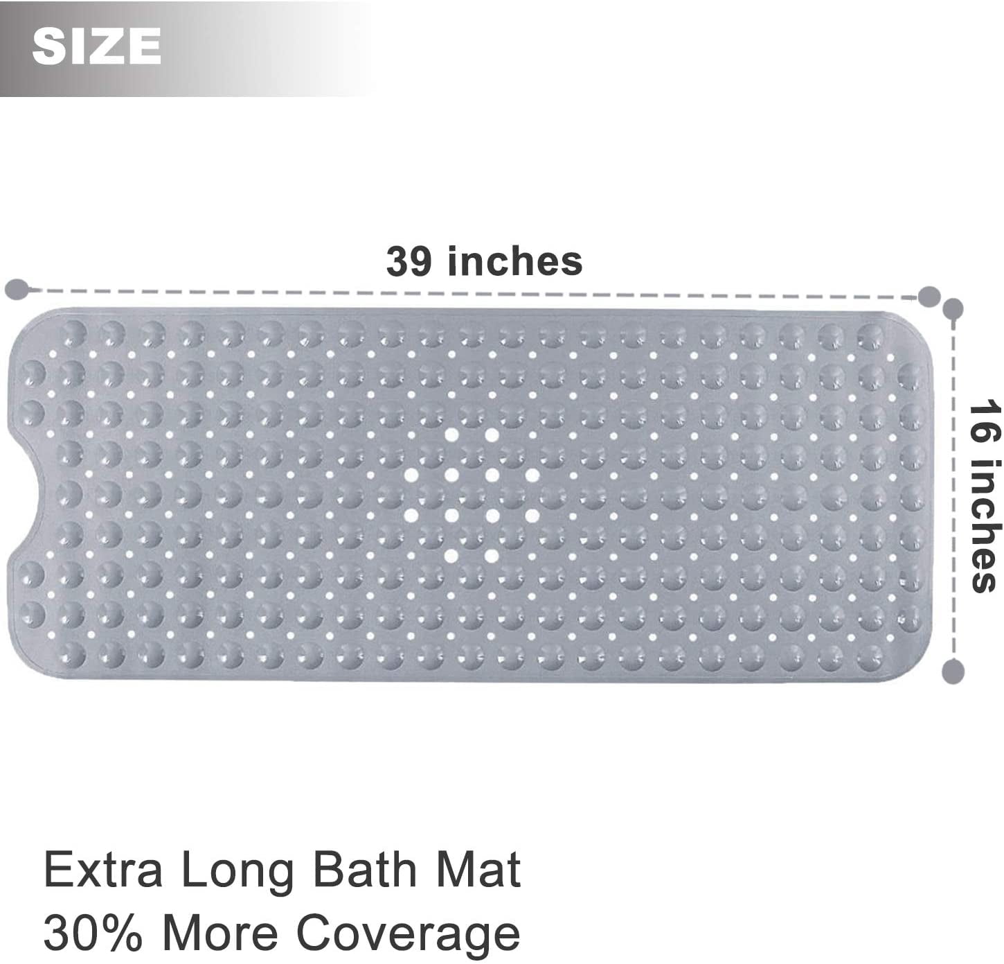 Shower Mat , Bath Mat for Tub, 39.4 x 15.8 Inch Bath Mats for Bathroom & Bathtub Mat Non Slip, Superior Grip&Drainage