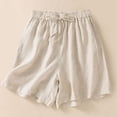 thumbnail image 2 of Bermuda Shorts for Women Cotton Linen Lightweight Elastic Waist Wide Leg Loose Fit Casual Shorts with Pockets, 2 of 4