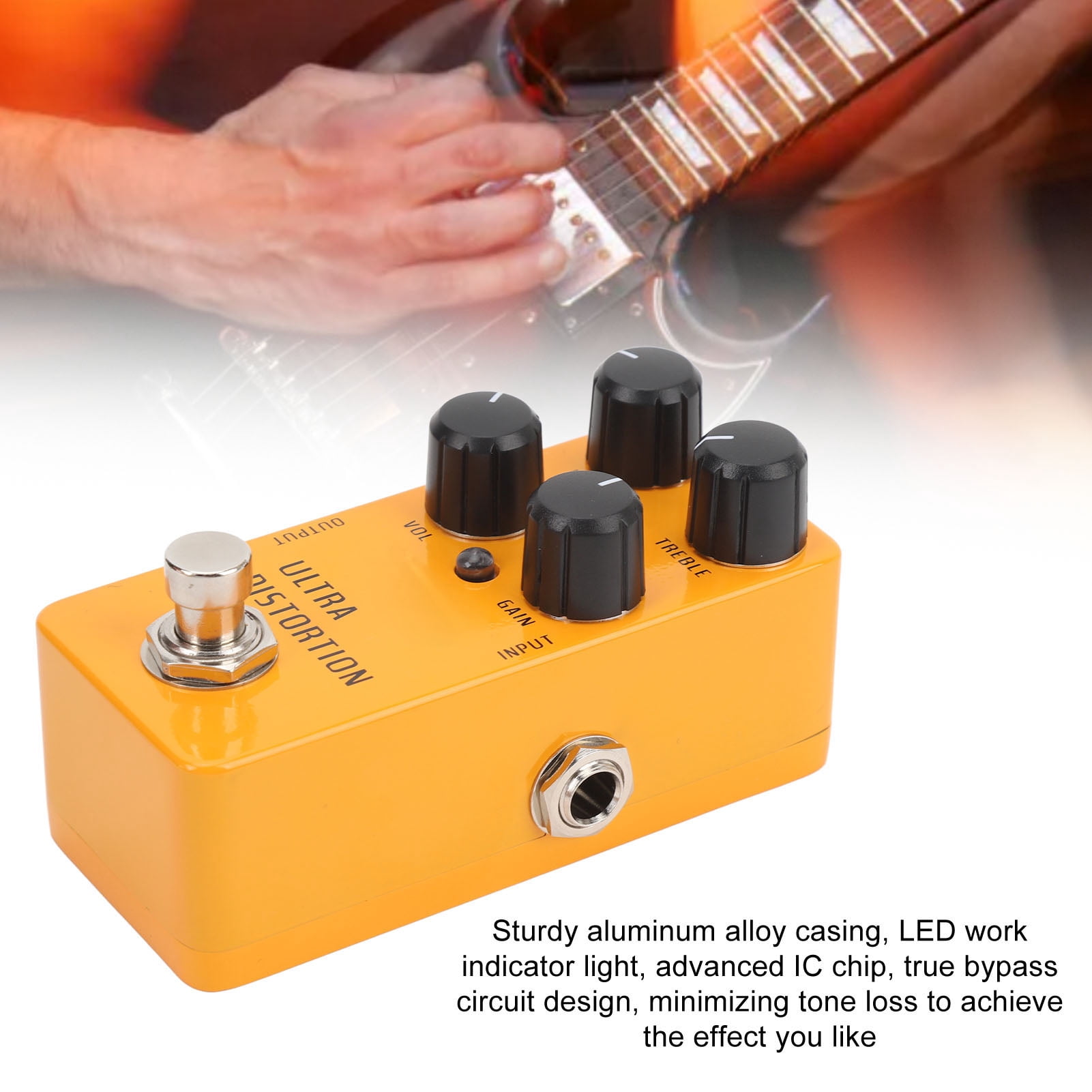 NFTIGB High Gain Distortion Guitar Pedal Aluminum Alloy Electric Guitar Distortion Effect Pedal with True Bypass DC9V for Electric Guitars, Black Edition (3.94 inches / 10.00 cm)