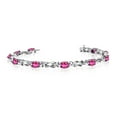 thumbnail image 1 of 10K White Gold Oval Pink Topaz Reef Knot Bracelet, 1 of 3
