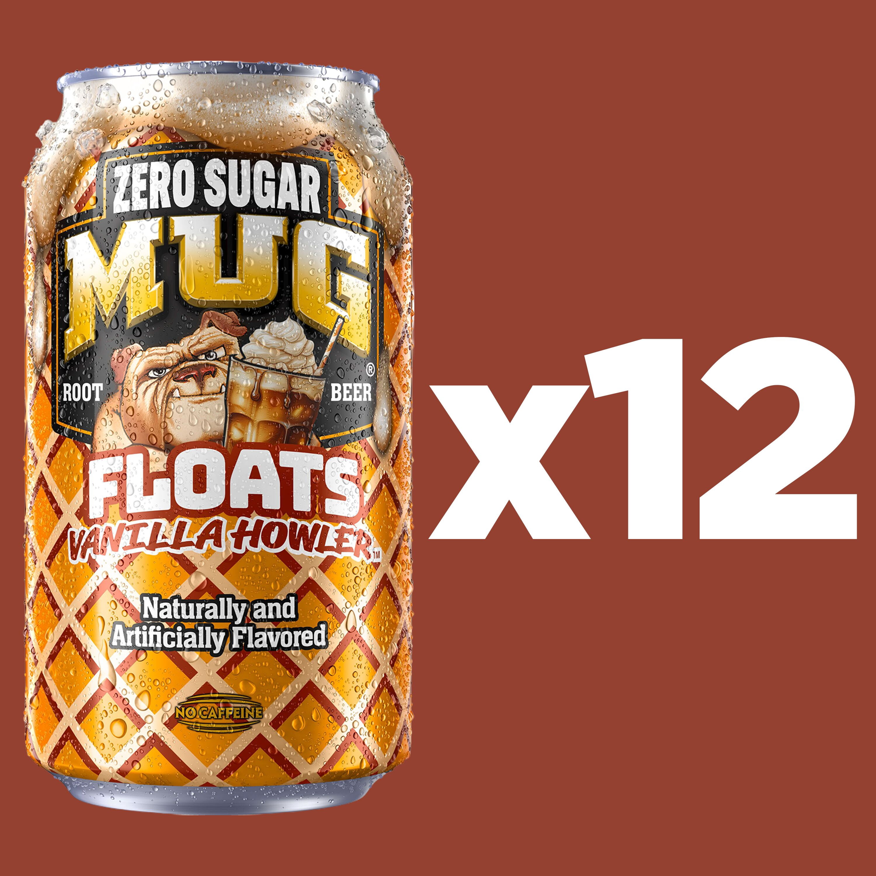 MUG Floats Vanilla Howler Zero Sugar Soda Pop, 12 fl oz, 12 Pack Cans