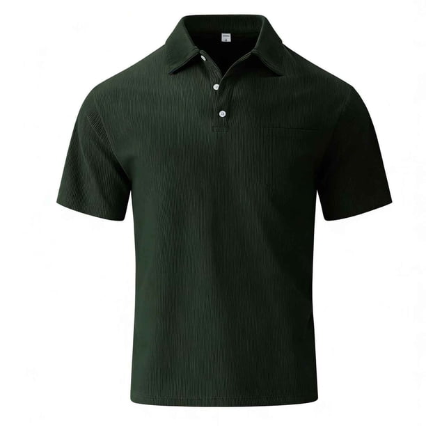 Camisas de Manga Corta de los Hombres Casual Color Sólido de Verano Solapa Superior, Suelto Ajuste Nylon Comodidad para el Exterior Diario