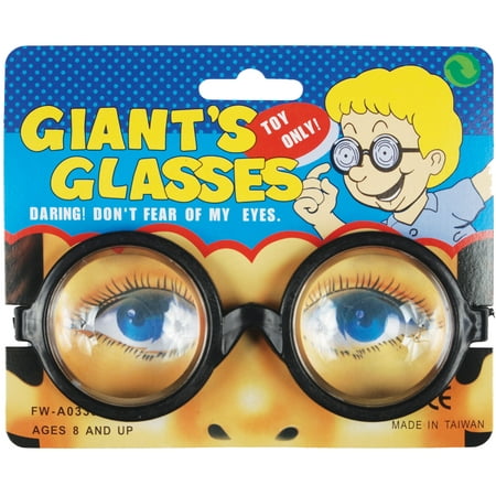 Loftus Mad Scientist Round Enlarged Eyes Glasses, Black, One Size