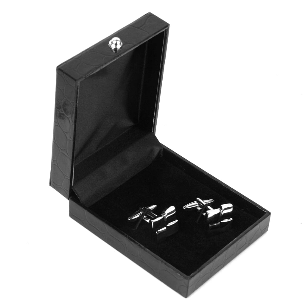 Portable Leather Cufflinks Tie Clip Storage Box Display Holder Show Case