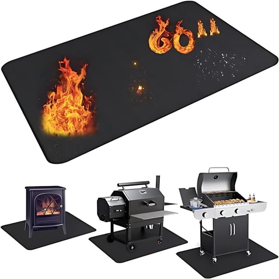 Thickened 48x30 inch Under Grill Mat for Outdoor Grill, Fireproof Mat for Lawn, Smokers, Gas Grills, Deck and Patio, Fireplace Mat Fire Pit Mat,Oil-Proof Waterproof Non-Slip BBQ Protector