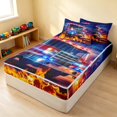 thumbnail image 3 of Erosebridal Fire Truck Zipper Twin Comforter Sets with Fitted Sheet and 2 Pillowcases, Night Scene Zipper Bedding Set, Dramatic Night, Navy Reversible, 3 of 7