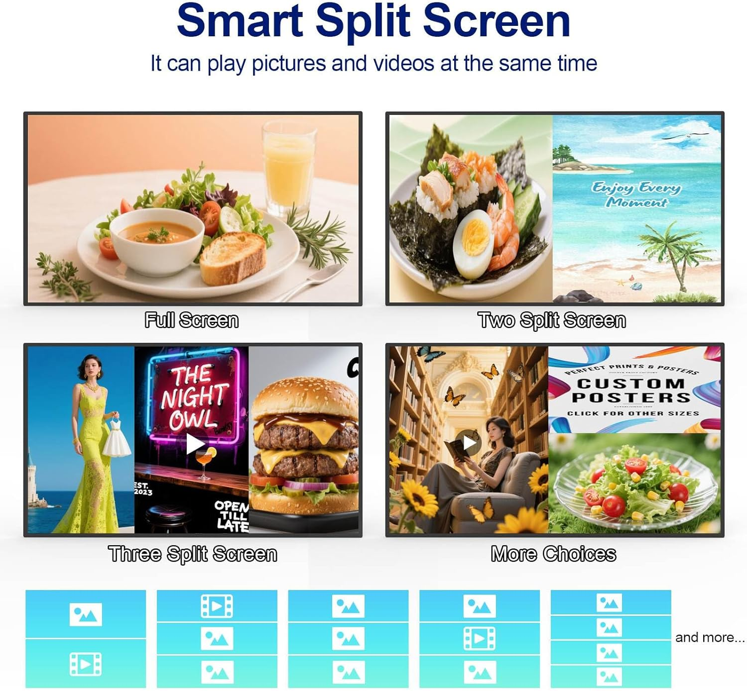 32 inch Digital Signage, 2000nits High Brightness Advertising Display, Slim Fit Frameless LCD Monitor, CMS Remote Publishing, 24/7 Operation, Smart Split Screen Play, HDMI/USB/WiFi