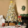 thumbnail image 2 of NALONE 7.5 FT Pre-lit Christmas Tree, Flocked Artificial Xmas Tree w/Pine Cones, 1250 Branch Tips, 400 Multi-Color Lights, Foldable Metal Stand, Wooden Fence, Holiday Office Decor, Easy Assembly, 2 of 7