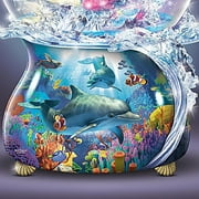 The Bradford Exchange Oceans Treasure Dolphin Glitter Globe with Music and Color-Changing Lights by David Penfound 5.75-inches