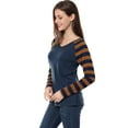 thumbnail image 4 of INSPIRE CHIC Women's Striped Raglan Long Sleeve V Neck T-shirt, 4 of 6