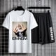 thumbnail image 1 of Eminem-Camiseta ajustada con estampado sombreado para hombre, pantalones cortos, traje deportivo de manga corta, camisetas informales de gran tamaño, pantalones cortos de Hip Hop, conjuntos de dos pie, 1 of 4