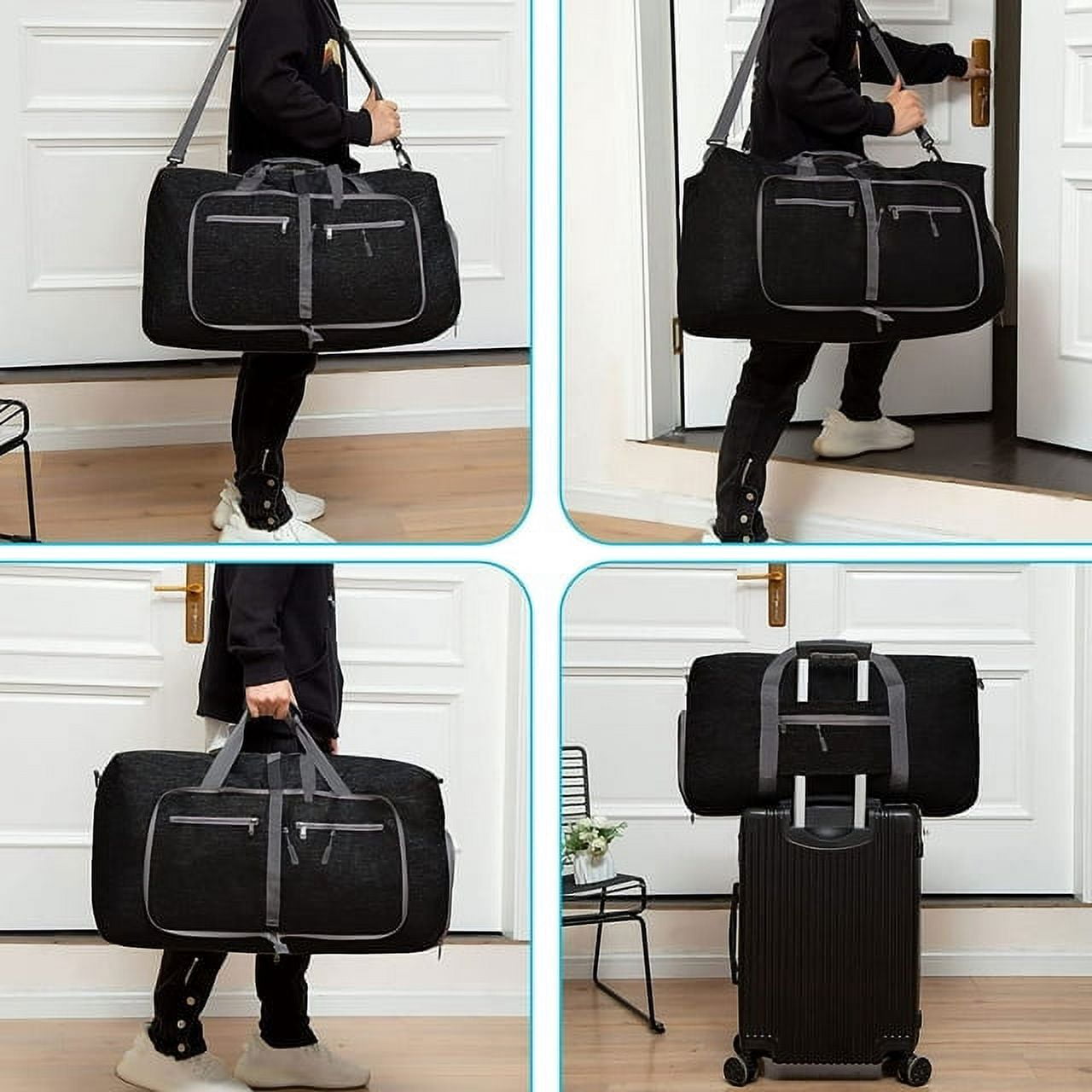XUEYU Unisex 24"Waterproof Travel Duffel Bag,Black