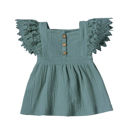 

ZIZOCWA Toddler Girls Wedding Dress Summer Princess Skirt Female And Young Children Skirt Dress Female Solid Color Sleeveless for A 4 Year Old Jean Ju Blue80
