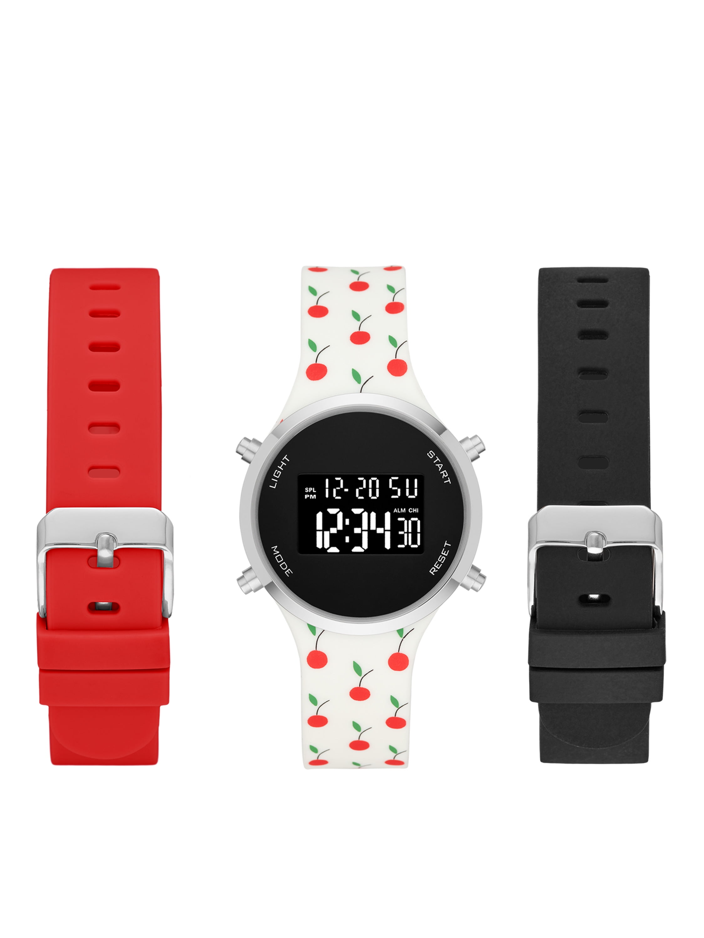 Time & Tru Ladies' Digital Silicone Interchangeable Band Watch Set - Walmart.com