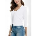 thumbnail image 2 of Weardear Women's Cardigans 3/4 Sleeve Open Front Lightweight Cropped Cardigan Sweater Casual Elegant Shrugs Sweater Top, 2 of 6