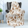 thumbnail image 4 of Coffee Soft Flannel Fleece Throw Blanket, Conceptual Watercolor Art with Beans and Spilled Java Drops Circular Stains, Cozy Plush for Indoor and Outdoor Use, 50" x 70", Pale Brown White, by Ambesonne, 4 of 5