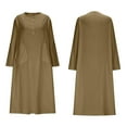 thumbnail image 7 of QQAMB Dresses for Women Cotton Linen Crewneck Solid Color Button Long Sleeve Loose Thin Fall Trendy Plus Size Maxi Dresses Brown 3XL, 7 of 7