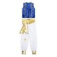 thumbnail image 3 of Yeahdor Kids Boys Arabian Prince Costume Set Halloween Fancy Dress Up Braided Trimming Open Front Waistcoat with Pants Royal Blue 10, 3 of 7