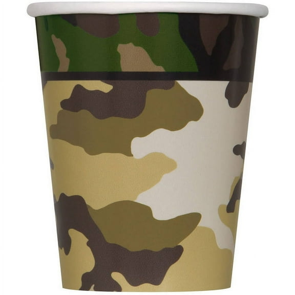 9oz Paper Military Camo Cups, 8ct