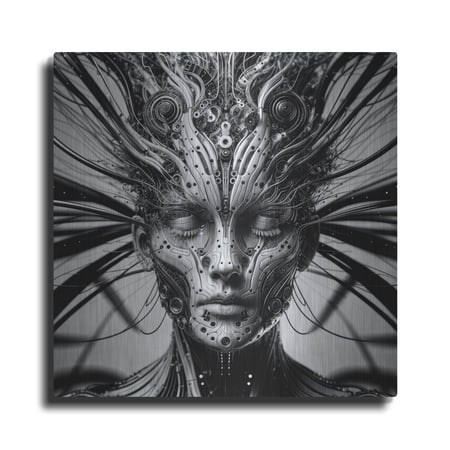 Luxe Metal Art Techno Face 6 by KIR.DART Metal Wall Art 12 x 12