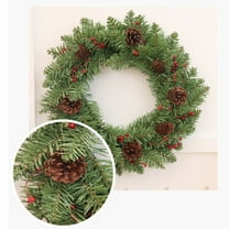 16 Inch Artificial Christmas Wreath for Front Door Xmas Red Berry Wreath with Pine Needles Pine Cones Christmas Decorations for Winter Wall Outdoor Home Holiday Xmas Decor