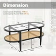 thumbnail image 3 of Costway 2-Tier Coffee Table Tempered Glass Top with PE Rattan Shelf & Acacia Wood Frame Black, 3 of 10