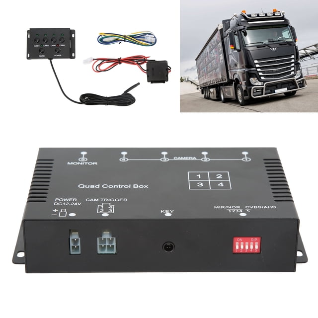 Divisor de video de 4 canales, interruptor de imagen múltiples protección 1080p ahd switch de video de estacionamiento para remolque para camión
