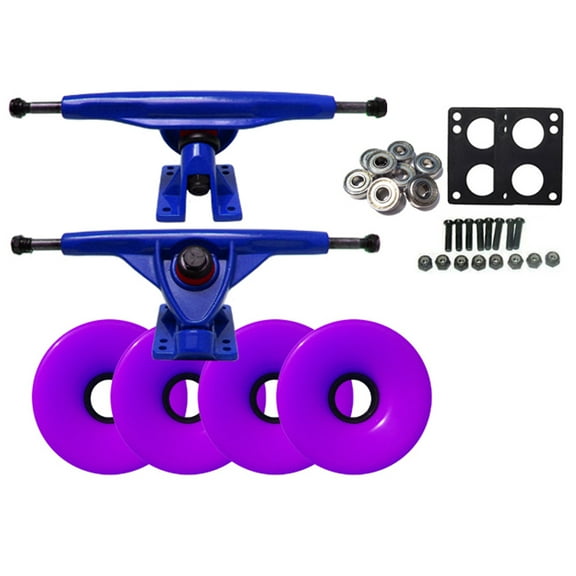 LONGBOARD Skateboard BLUE TRUCKS 76mm PURPLE WHEEL Pack