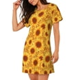 thumbnail image 2 of Easygdp Vintage Leopard Print Sunflower Camisón de manga corta para mujer, informal, estampado, 2 of 6