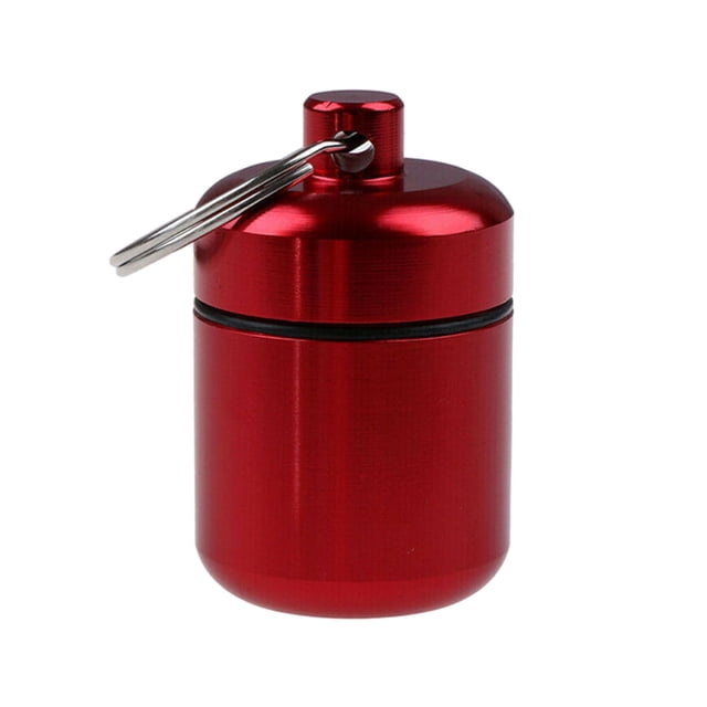 maskred 1/2/3/5 Mini Pills Box Aluminum Alloy Keyring Bottle Backpacking Personal Tablet Adults Kids Elderly Waterproof Sealed Container Red 3PCS