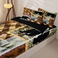 thumbnail image 3 of Castle Fairy Woodland Animal Bear Zipper Twin Comforter Sets with Fitted Sheet and 2 Pillowcases,Jungle Leaves Retro Checkered Zipper Bedding Set,Brown Orange Cream,Black Reversible,4-Piece, 3 of 6