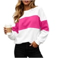 thumbnail image 6 of Womens Loose Sweatshirt Zaewscy Women's Printed Fashionable Loose Casual Round Neck Long Sleeved Hooded Top Hot Pink S, 6 of 9