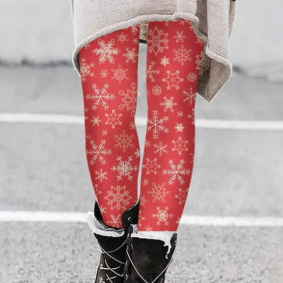 AOOCHASLIY Women Christmas Pants Leggings For Women Christmas High Waist Stretchy Warm Thermal Pants Elastic Leggings Pants