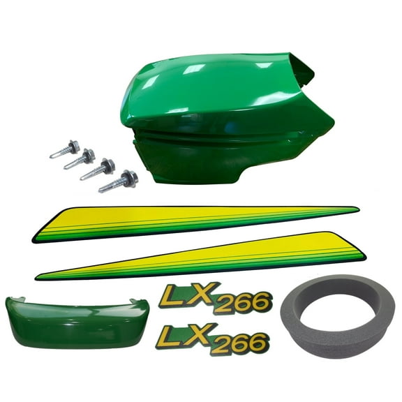 New Upper and Lower Hood Bumper, Foam Isolator , LH and RH Stickers Fits John Deere LX266