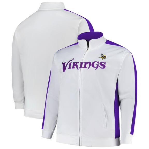 Men's Fanatics White Minnesota Vikings Big & Tall Tricot Full-Zip Track Jacket