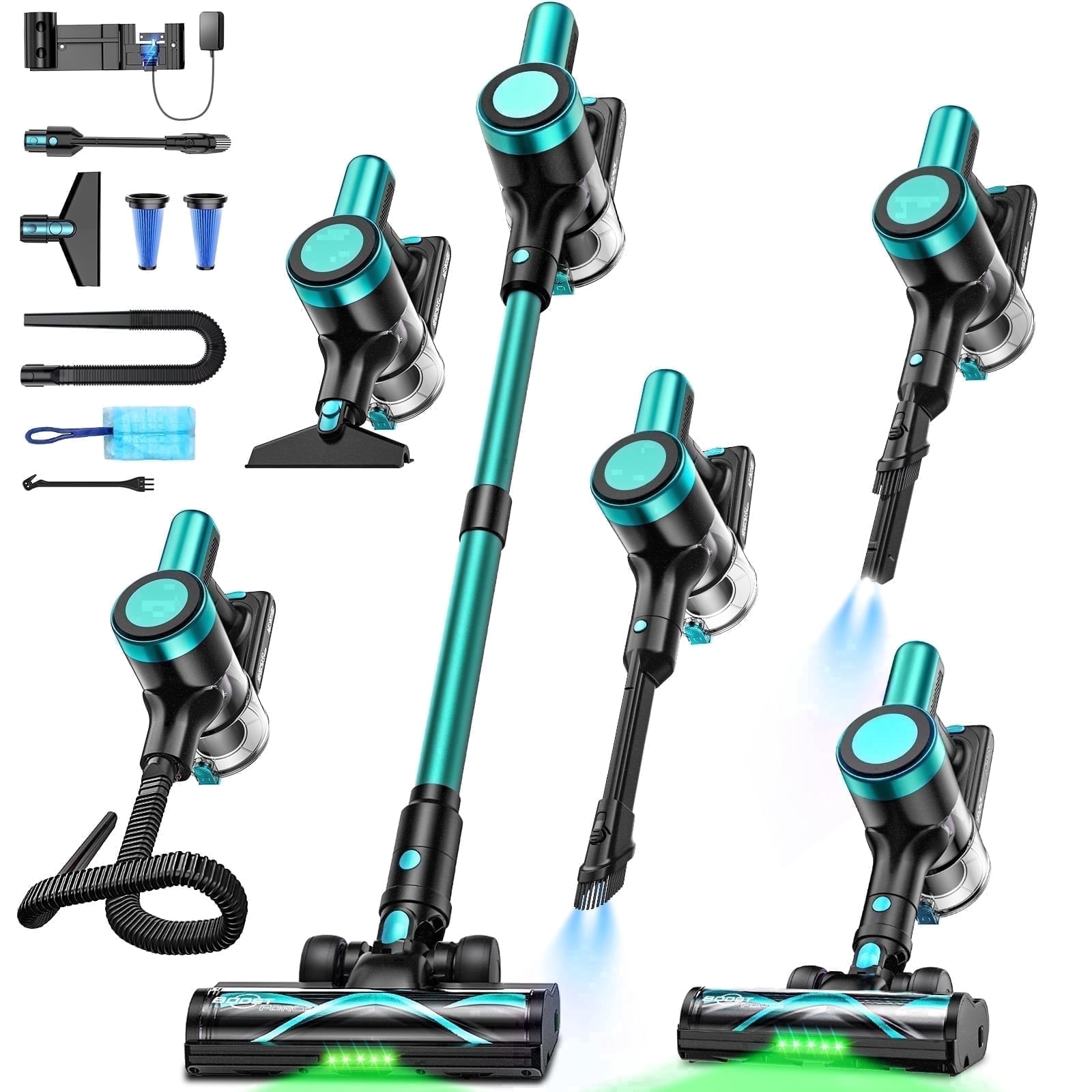Cordless Vacuum Cleaner, 40kPa/500W Power Suction, LED Display, 6