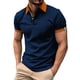 thumbnail image 1 of Camisa de manga corta con solapa y botones para hombre - Camisa deportiva de color liso S-XXXL, 1 of 8