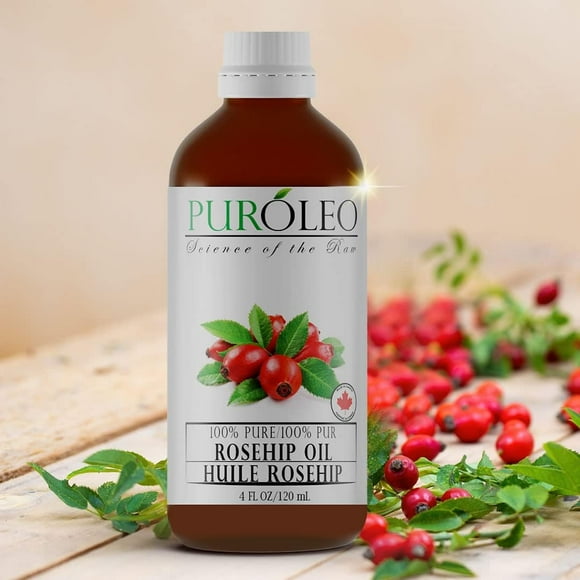 PUROLEO Rosehip Seed Oil 4 Fl Oz/120 ML (Packed In Canada) for Face 100% Pure Natural Carrier Oil for Skin, Hair & Nails