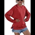 thumbnail image 3 of Sudadera de Larga para Mujer, Holgada, para Hacer Ejercicio, para Salir, Informal, con Capucha Rojo M, 3 of 10