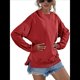 thumbnail image 3 of Sudadera de Larga para Mujer, Holgada, para Hacer Ejercicio, para Salir, Informal, con Capucha Rojo XL, 3 of 10