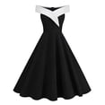 thumbnail image 2 of QSAWXQZ Women's Vintage Off-the-Shoulder Color Block Flared Midi Dress Elegant Sleeveless A Lined Party Dress for Cocktail Wedding Guest 2XL, 2 of 5