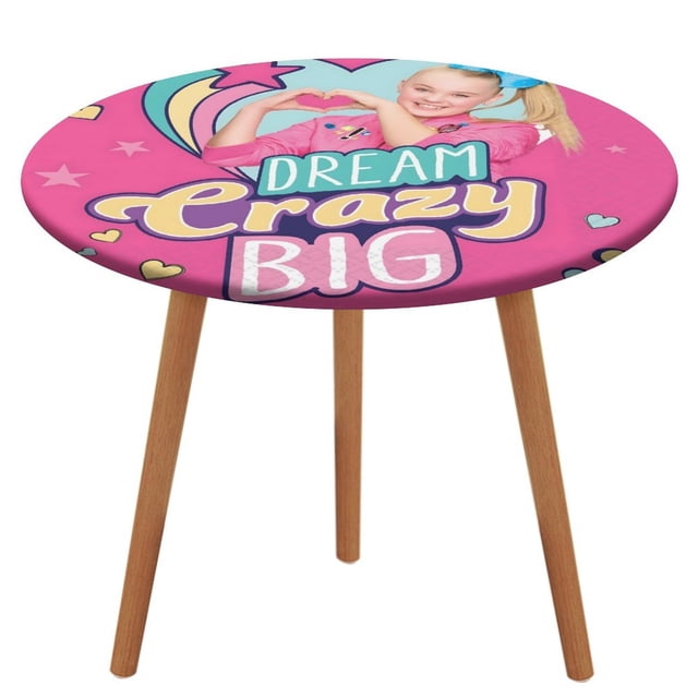JOJO Siwa-theme Fitted Round Tablecloths Elastic Edged Table Covers Waterproof Table Cloth for Kitchen Holiday Party Tables Decor 120cm