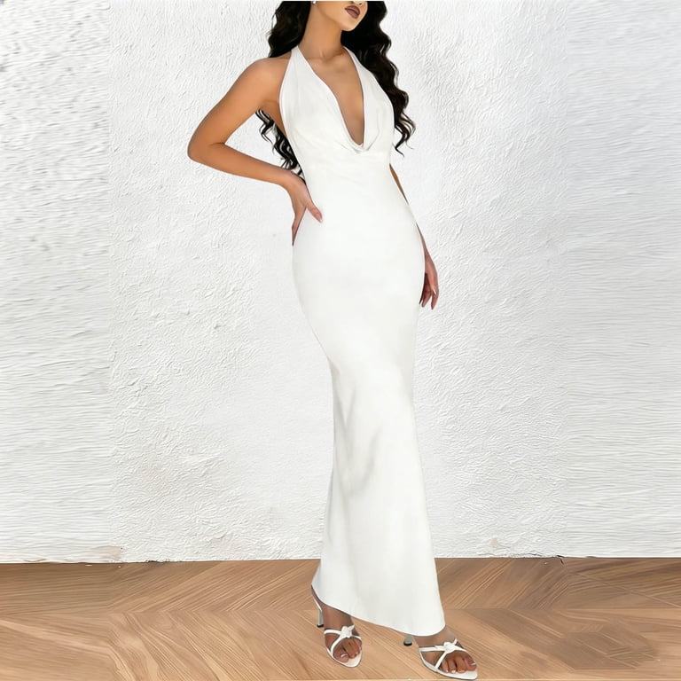 white cowl neck halter dress Ashlee Mini Dress