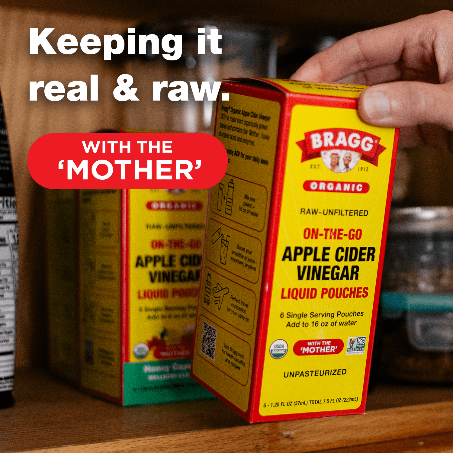 (6 pack) Bragg On-the-Go Organic Apple Cider Vinegar Pouches, 1.25 fl oz, 6 Count